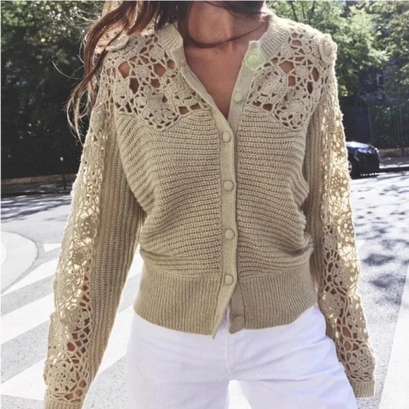 Zara Combination Crochet Knit Jacket - Picture 2 of 4